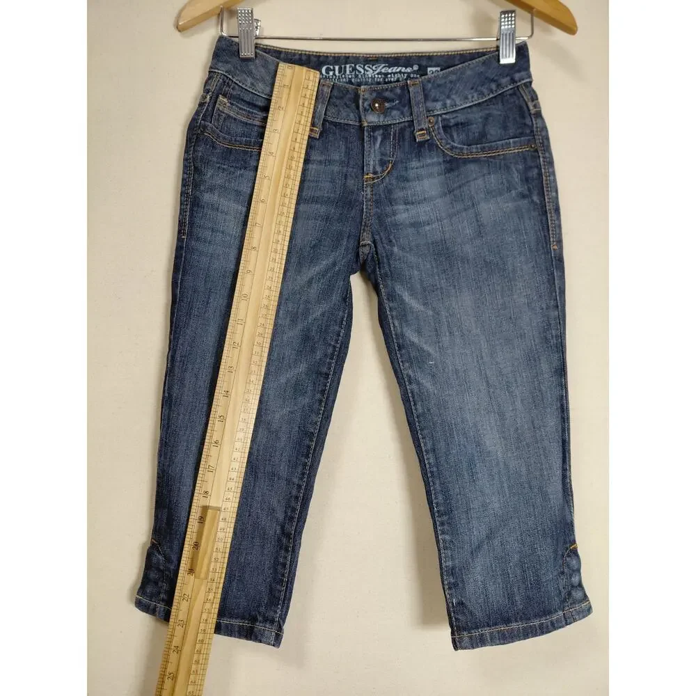 Guess A6140 Cotton Blend Blue Capri Stretch Jeans Women Size 23
